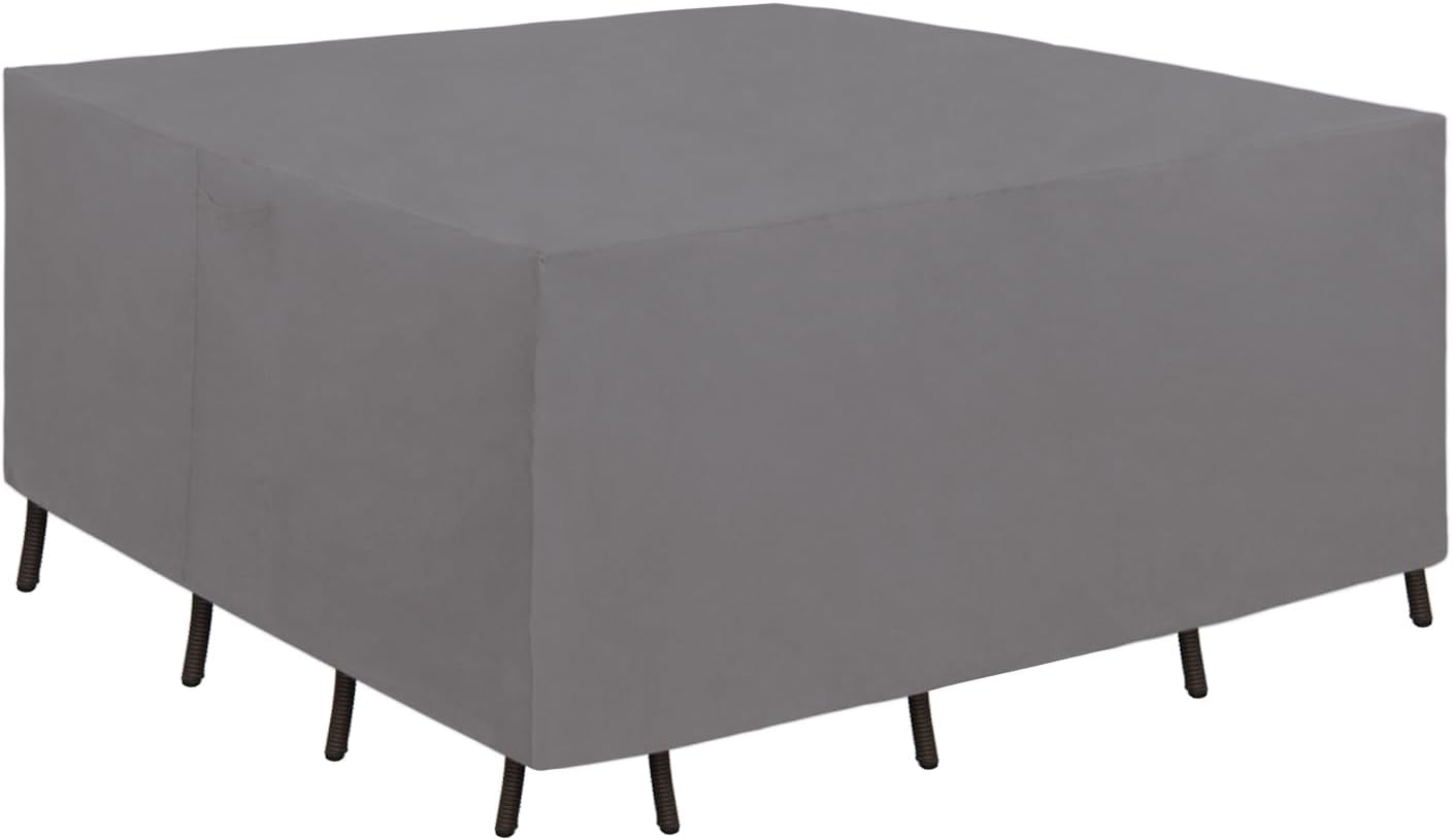 Easy-Going 600D Heavy Duty Rectangular Table Cover UV Resistant and Waterproof Outdoor Lawn Patio Furniture Cover (72" Lx44 Wx23 H, Gray/Dark Gray)