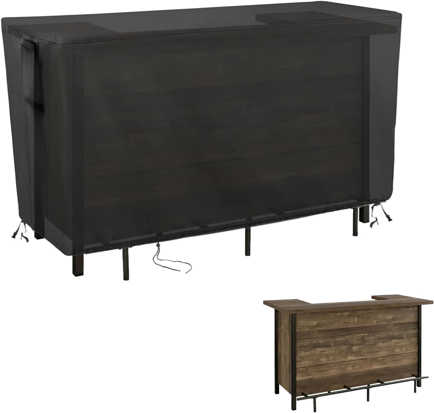 Kingling Outdoor Table Cover 48 Inch, Waterproof Stainless Steel Table Cover Metal BBQ Table Covers Weather Protection for Patio Kitchen Work/Prep Tables - 48''L x 24''W x 35''H(Black)