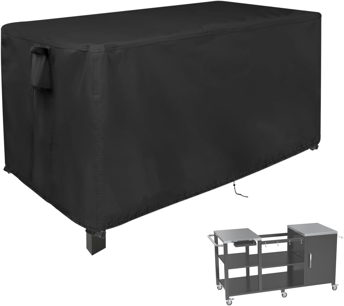 Outdoor Dining Table Cover, 56inch Patio Dining Table Cover Waterproof for 6 Person Dining Table,Outdoor Furniture,Stainless Steel/Metal Table-56"L x 32"W x 28"H