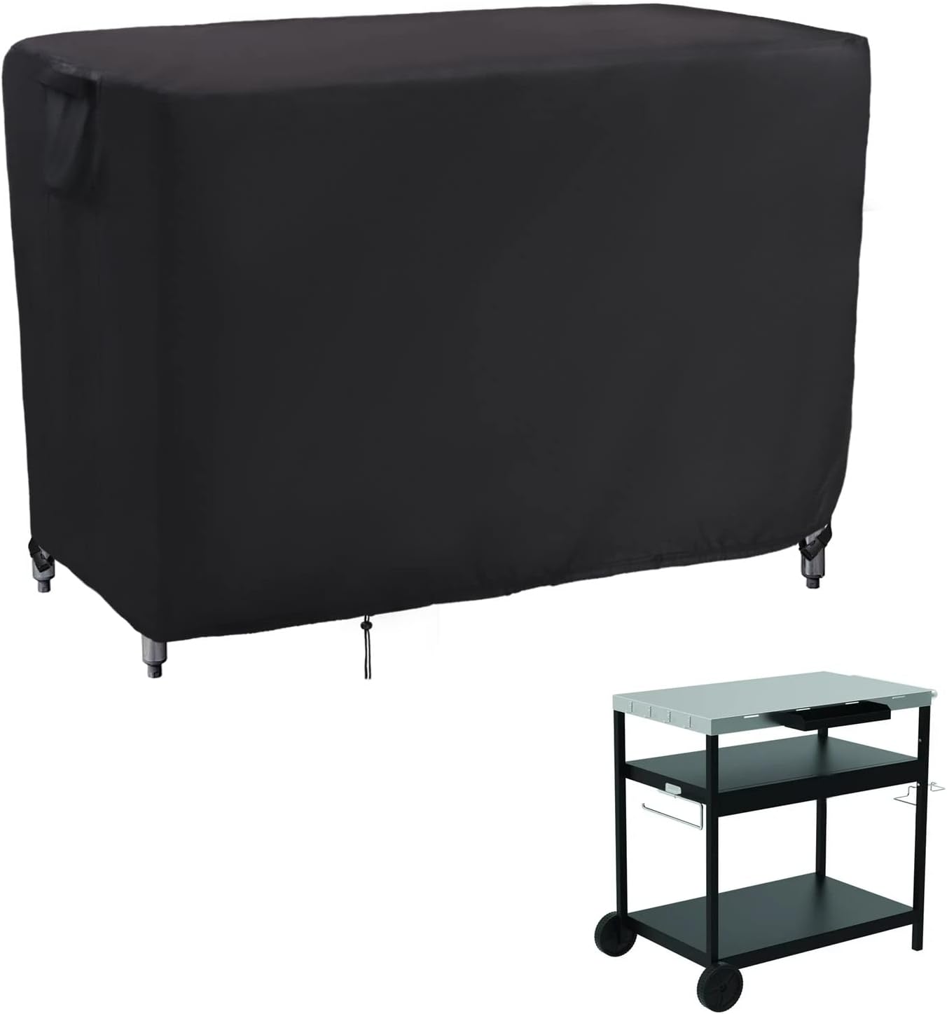 Kingling Outdoor Table Cover 48 Inch, Waterproof Stainless Steel Table Cover Metal BBQ Table Covers Weather Protection for Patio Kitchen Work/Prep Tables - 48''L x 24''W x 35''H(Black)