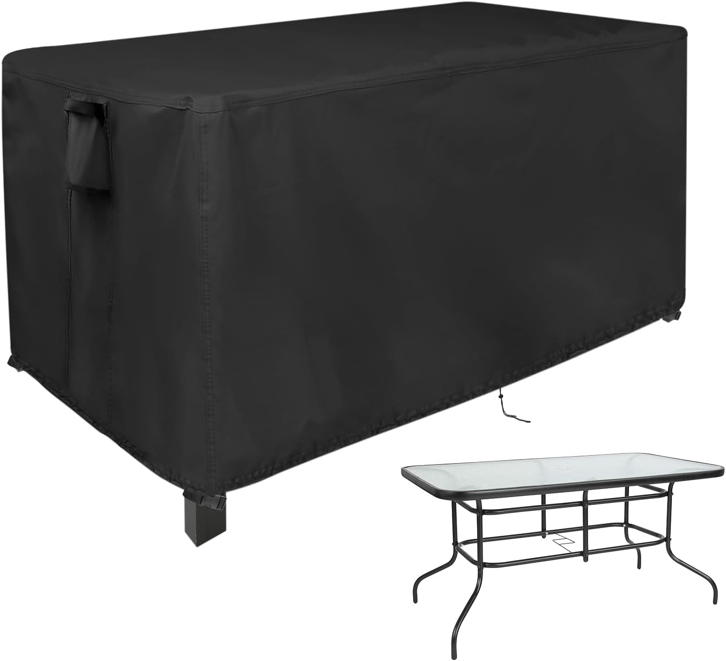 Outdoor Dining Table Cover, 56inch Patio Dining Table Cover Waterproof for 6 Person Dining Table,Outdoor Furniture,Stainless Steel/Metal Table-56"L x 32"W x 28"H