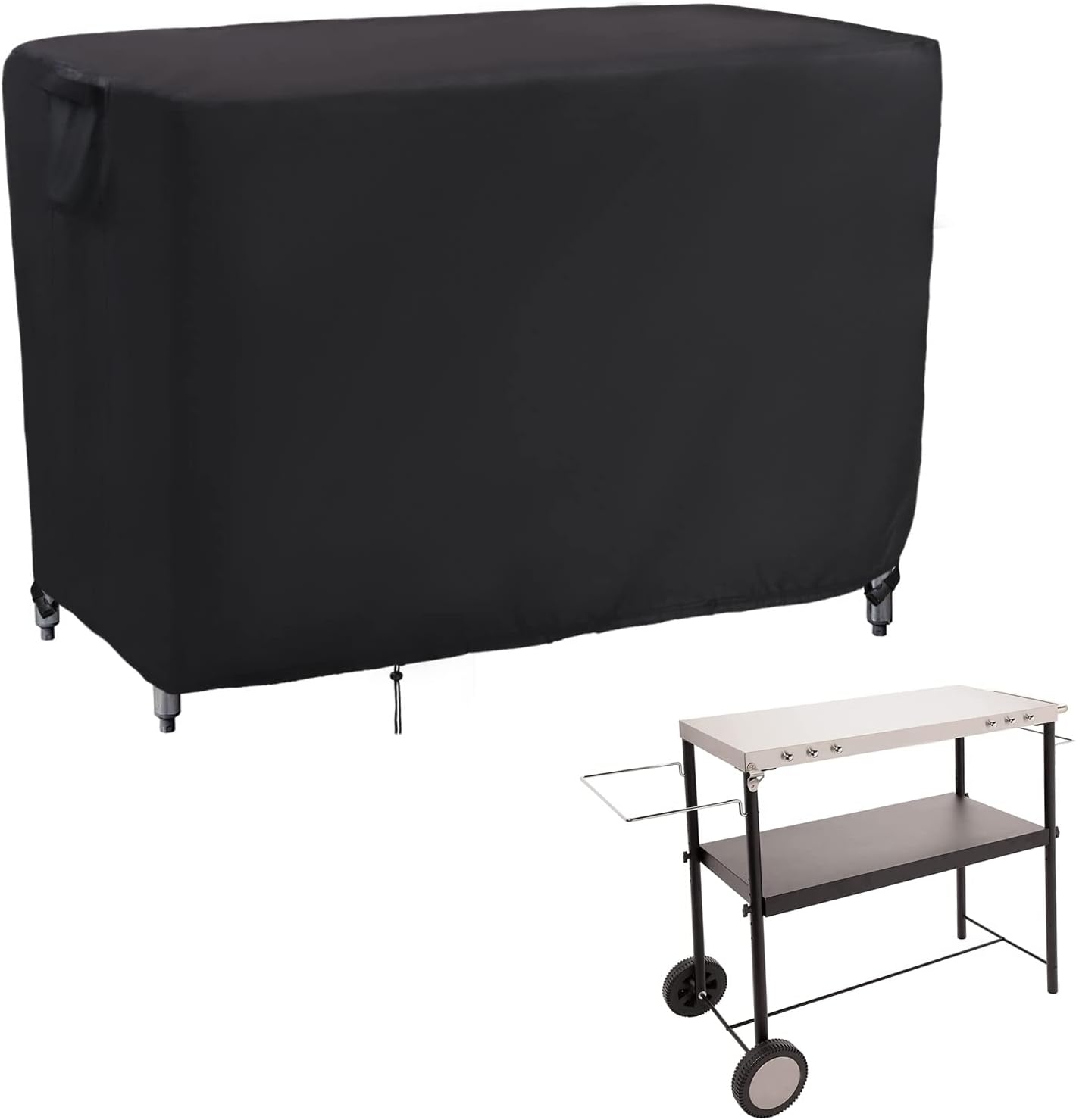 Kingling Outdoor Table Cover 48 Inch, Waterproof Stainless Steel Table Cover Metal BBQ Table Covers Weather Protection for Patio Kitchen Work/Prep Tables - 48''L x 24''W x 35''H(Black)