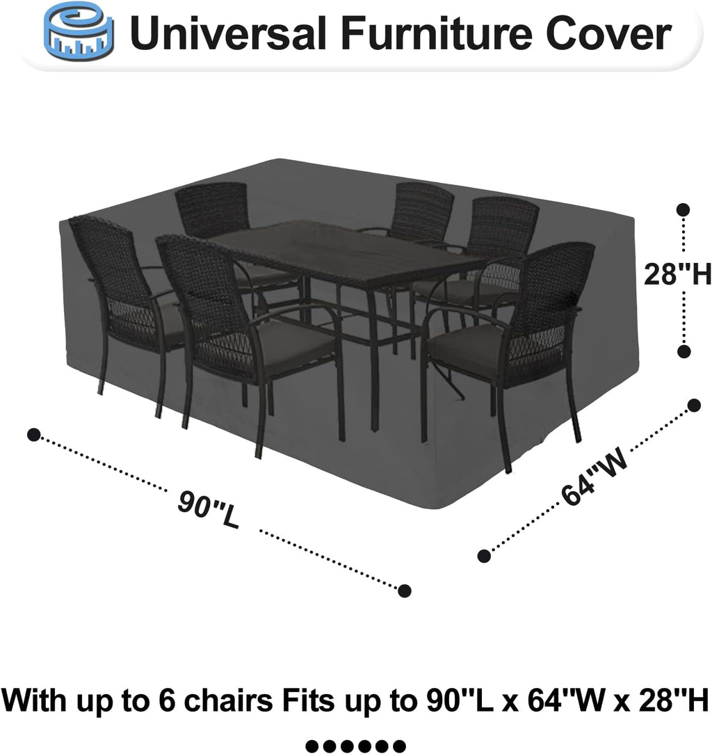 OutdoorLines Outdoor Waterproof Patio Table Furniture Set Covers - Rectangle Couch Sectional Cover Outside Weatherproof Patio Furniture Covering for Deck, Lawn and Backyard 90"L x 64"W x 28"H, Black