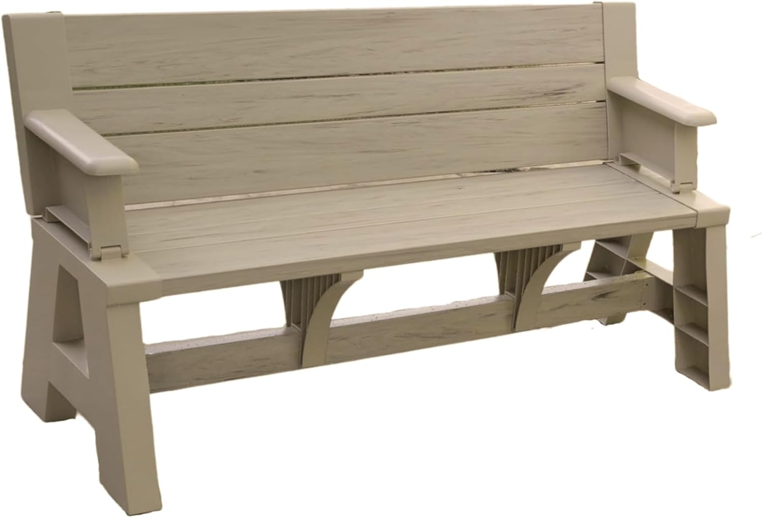 Convert-a-Bench 2-in-1 Outdoor Bench & Picnic Table - Foldable, Weather-Resistant Seating - Perfect for Patio, Lawn, Garden, or Deck - Durable & Easy Assembly - 1 Bench/Order, Platinum White Birch