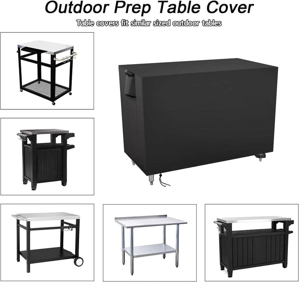 Outdoor Prep Table Cover 42 Inch,Waterproof Patio Outdoor Stainless Steel Metal Grill BBQ Table Cart Cover Dustproof Windproof All Season Pretection for Outdoor Table - 42 x 31 x 50 Inch