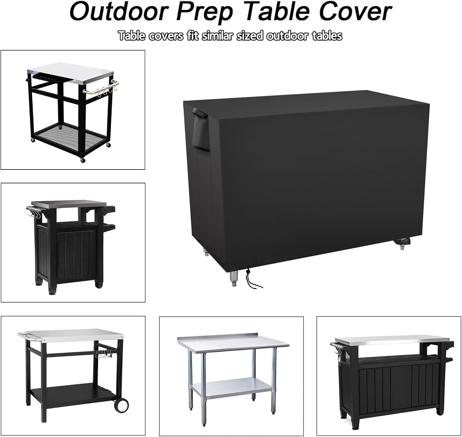 Outdoor Prep Table Cover 42 Inch,Waterproof Patio Outdoor Stainless Steel Metal Grill BBQ Table Cart Cover Dustproof Windproof All Season Pretection for Outdoor Table - 42 x 31 x 50 Inch