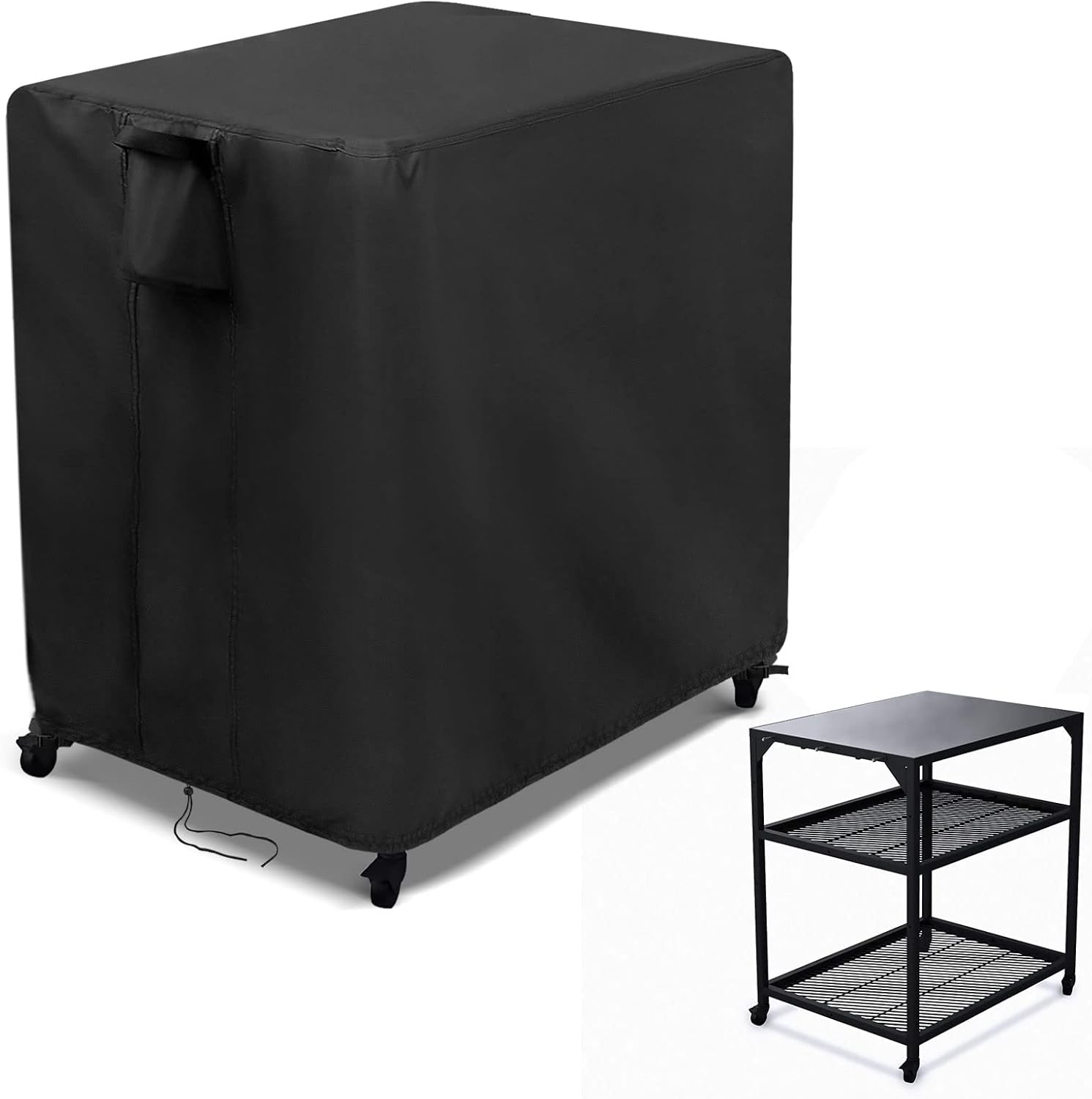 Kingling Outdoor Table Cover 48 Inch, Waterproof Stainless Steel Table Cover Metal BBQ Table Covers Weather Protection for Patio Kitchen Work/Prep Tables - 48''L x 24''W x 35''H(Black)