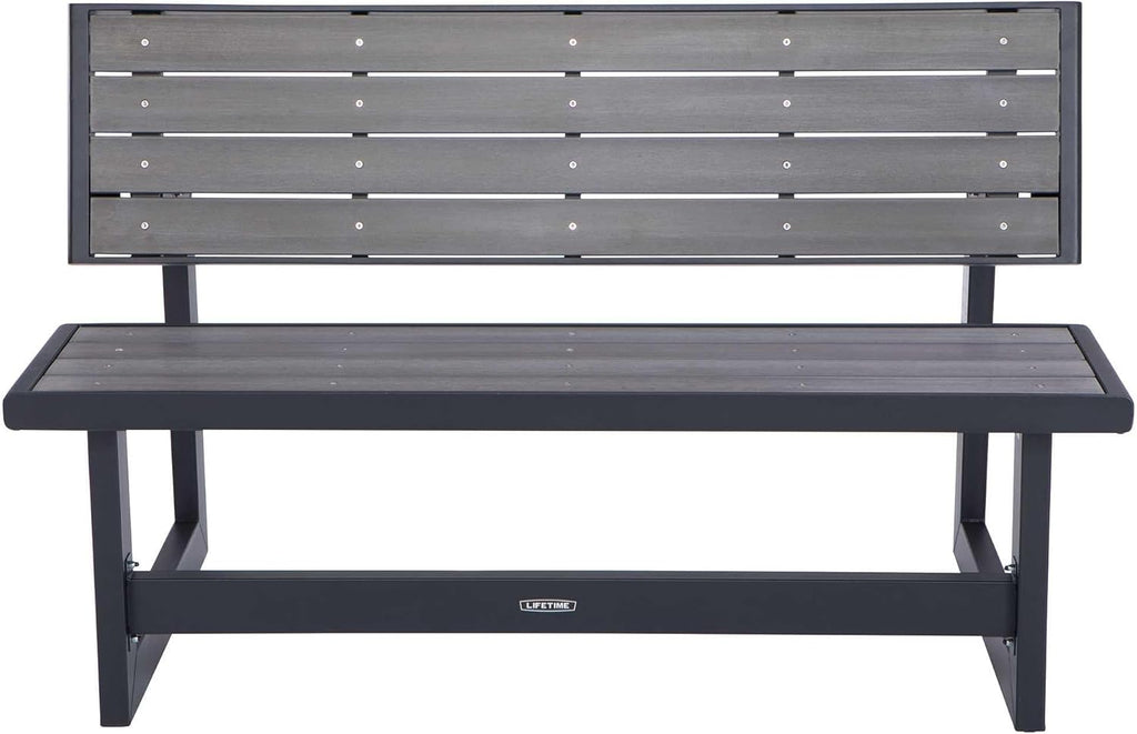 LIFETIME 60253 Outdoor Convertible Bench, 55 Inch, Harbor Gray