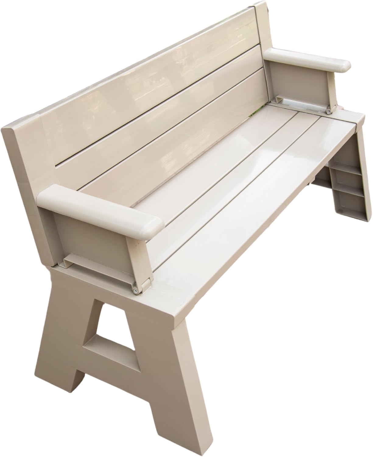 Convert-a-Bench 2-in-1 Outdoor Bench & Picnic Table - Foldable, Weather-Resistant Seating - Perfect for Patio, Lawn, Garden, or Deck - Durable & Easy Assembly - 1 Bench/Order, Platinum White Birch