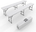 6Ft Plastic Folding Bench, 2 Pack Portable Folding Bench, Foldable HDPE Waterproof Outdoor Benches with Carrying Handle Picnic Camping Sports Party Activities, White (White-1pc)