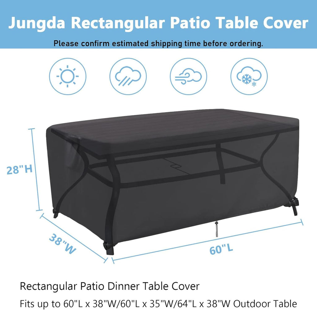 Outdoor Dining Table Cover,60 Inch Rectangle Patio Dining Table Covers,Waterproof Outside Table Cover Furniture Covers - 60 X 38 X 28 Inch