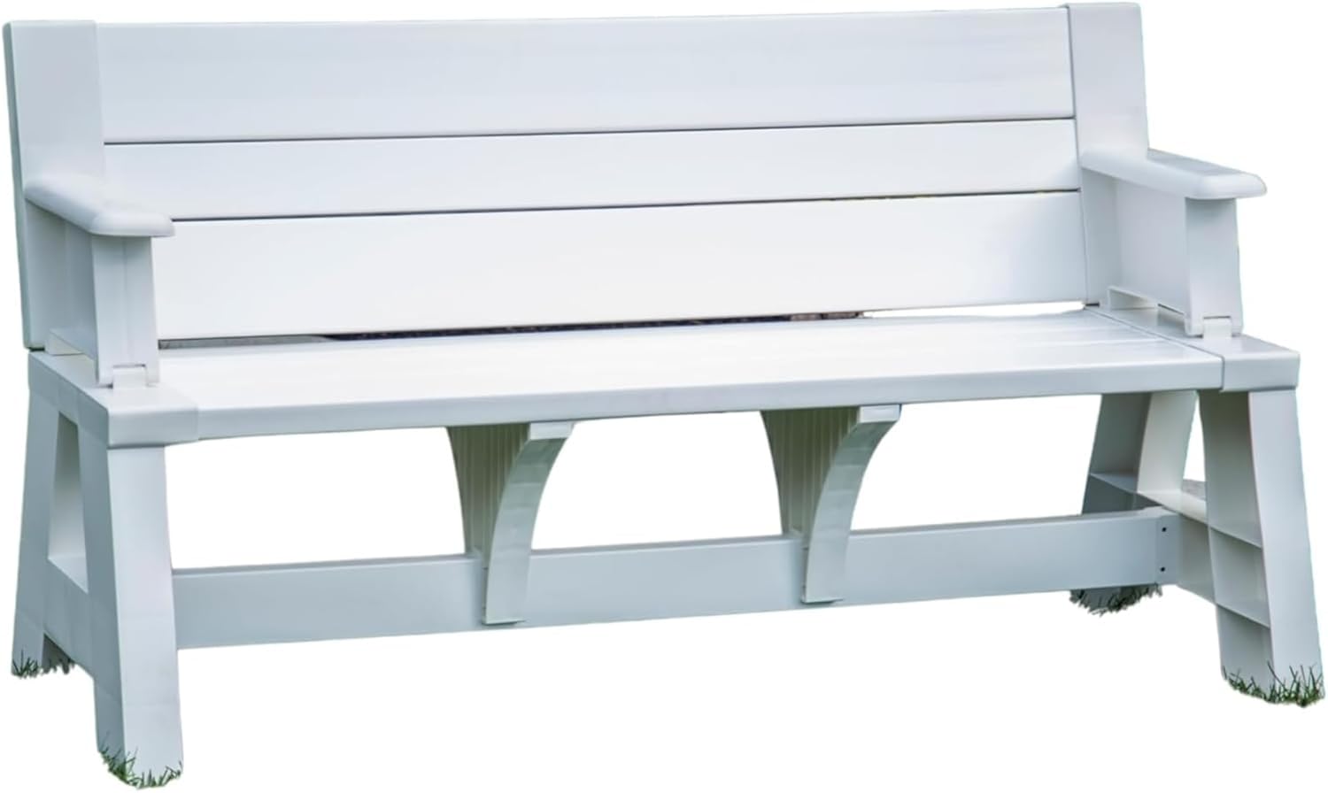 Convert-a-Bench 2-in-1 Outdoor Bench & Picnic Table - Foldable, Weather-Resistant Seating - Perfect for Patio, Lawn, Garden, or Deck - Durable & Easy Assembly - 1 Bench/Order, Platinum White Birch