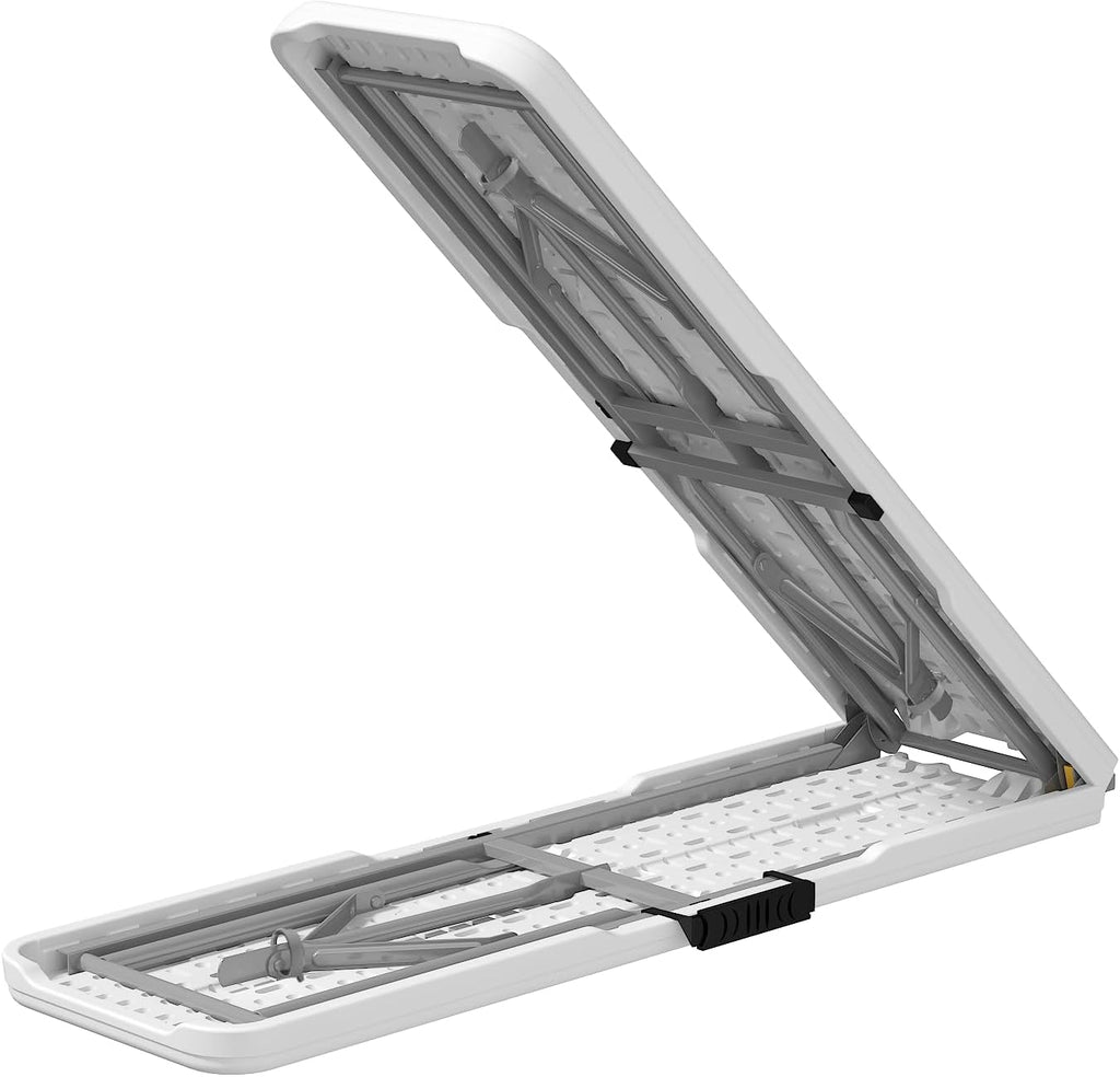 6ft Folding Bench 2 Pack, Plastic Folding Bench for Picnic Camping Dining Party Garden, 6 feet Foldable Benches for Soccer Multipurpose Entertaining Activities, Smooth HDPE Tabletop, White