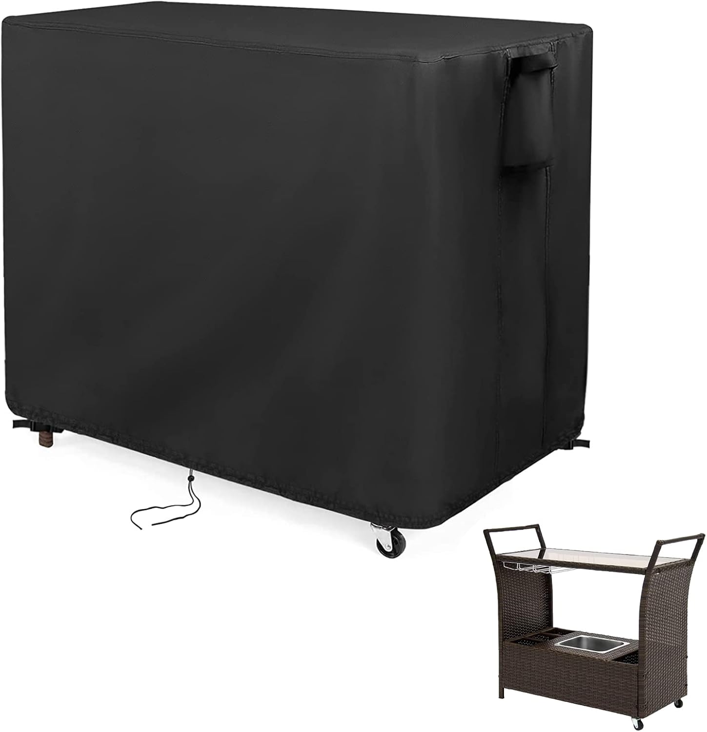 Kingling Outdoor Table Cover 48 Inch, Waterproof Stainless Steel Table Cover Metal BBQ Table Covers Weather Protection for Patio Kitchen Work/Prep Tables - 48''L x 24''W x 35''H(Black)