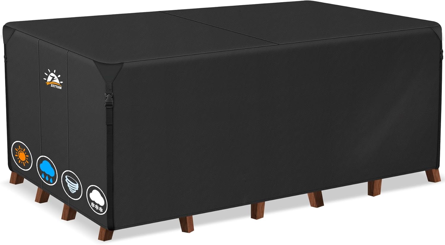 Zettum Patio Furniture Cover Rectangle - 110 Inch Outdoor Table Cover Waterproof & Heavy Duty, Large 600D Lawn Furniture Sofa Set Covers for Outside Dining Table and Chairs Combo - 110 x 74 x 28 Inch