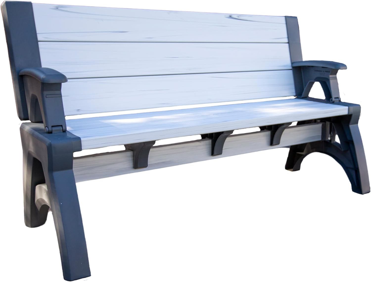 Convert-a-Bench 2-in-1 Outdoor Bench & Picnic Table - Foldable, Weather-Resistant Seating - Perfect for Patio, Lawn, Garden, or Deck - Durable & Easy Assembly - 1 Bench/Order, Platinum White Birch
