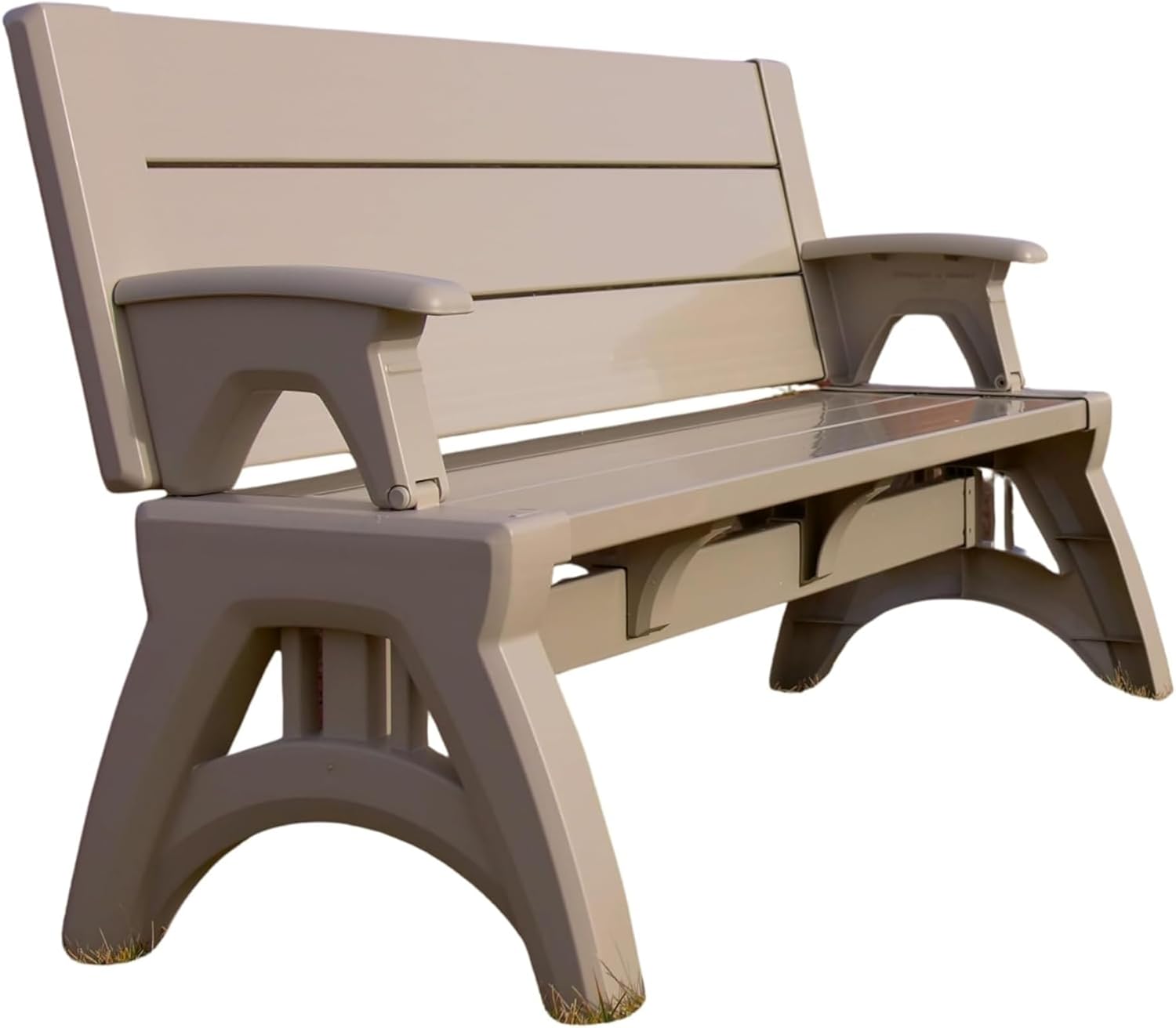 Convert-a-Bench 2-in-1 Outdoor Bench & Picnic Table - Foldable, Weather-Resistant Seating - Perfect for Patio, Lawn, Garden, or Deck - Durable & Easy Assembly - 1 Bench/Order, Platinum White Birch