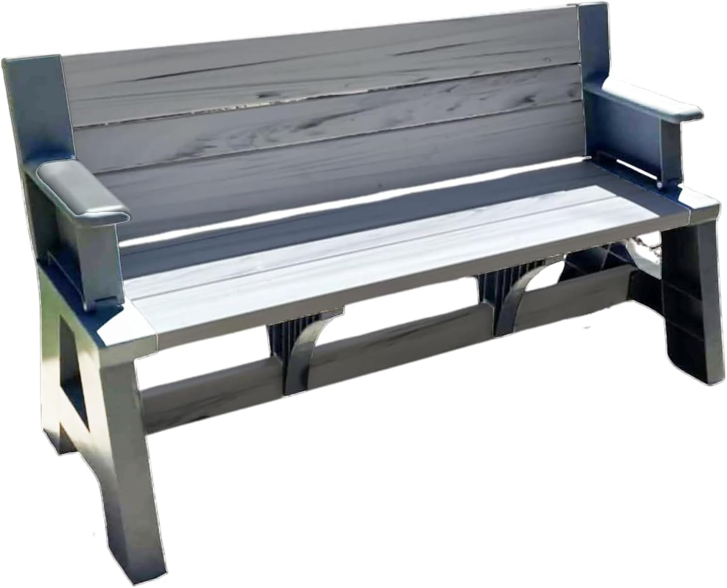 Convert-a-Bench 2-in-1 Outdoor Bench & Picnic Table - Foldable, Weather-Resistant Seating - Perfect for Patio, Lawn, Garden, or Deck - Durable & Easy Assembly - 1 Bench/Order, Platinum White Birch