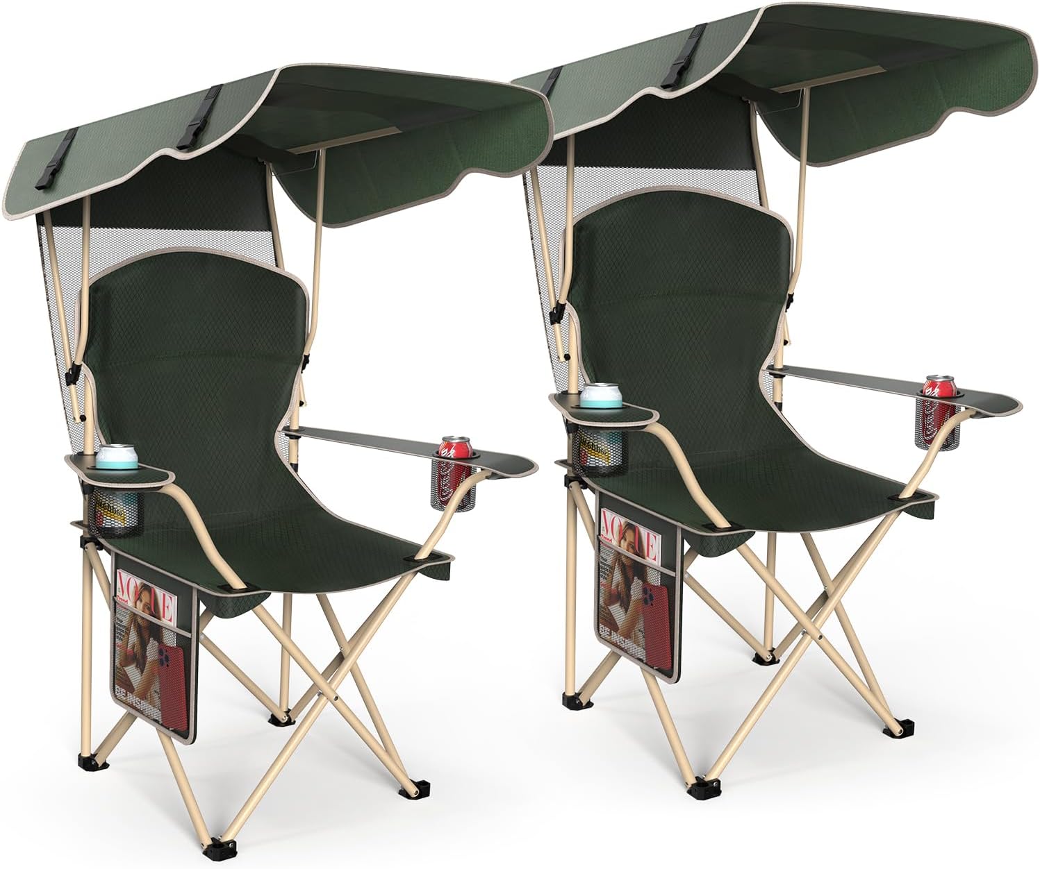 Portable Camping Chair with Canopy - Folding Chair with Canopy, Durable 600D Oxford Canopy Chair for Camping, Beach, Picnics, Fishing & Sports