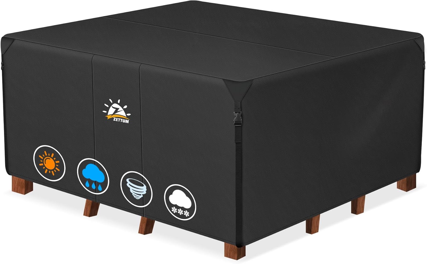 Zettum Patio Furniture Cover Rectangle - 110 Inch Outdoor Table Cover Waterproof & Heavy Duty, Large 600D Lawn Furniture Sofa Set Covers for Outside Dining Table and Chairs Combo - 110 x 74 x 28 Inch