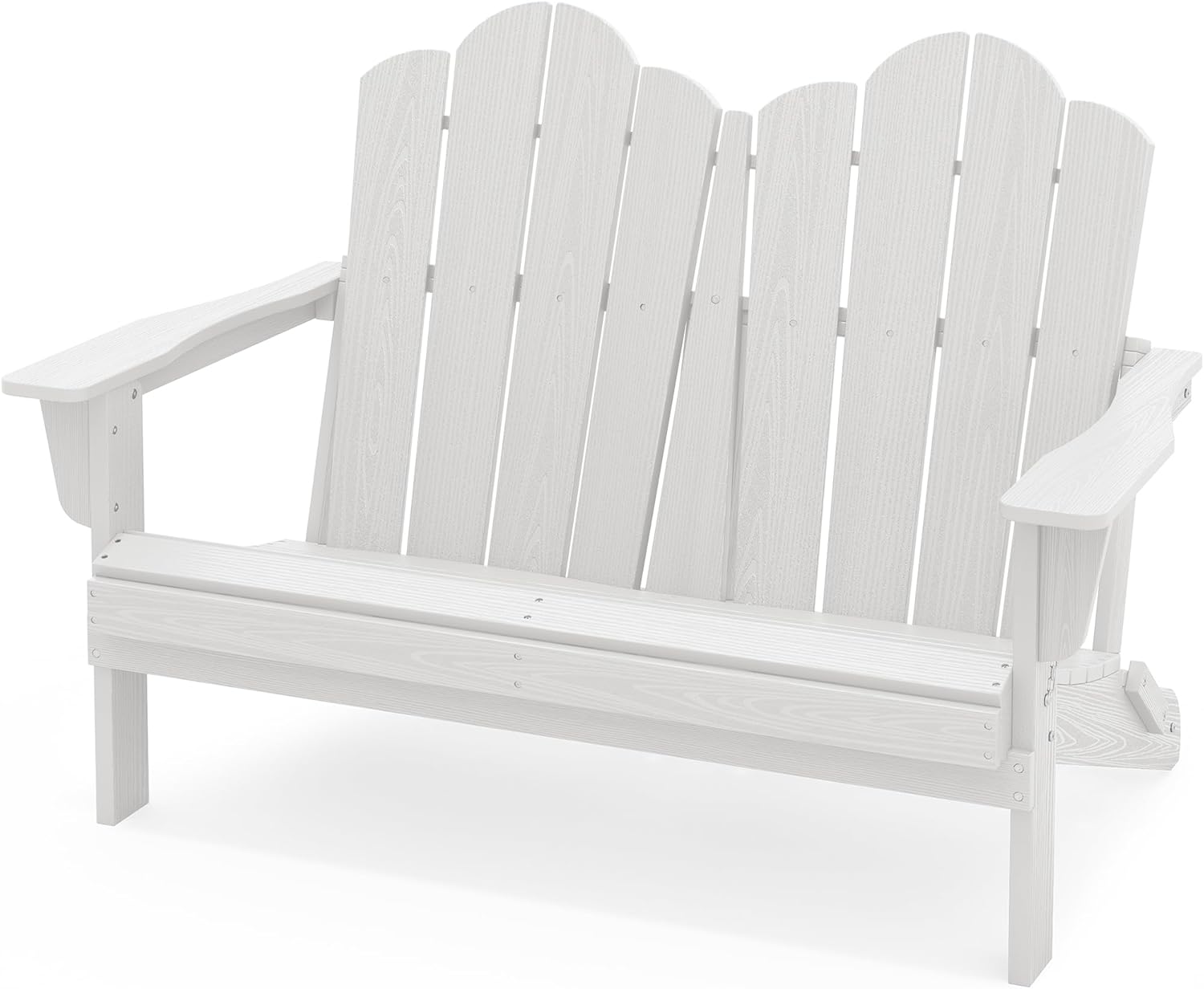 SERWALL Folding Adirondack Bench, HDPE All-Weather Adirondack Loveseat, 660 lbs Capacity, Foldable Outdoor Patio Bench for Deck, Lawn, Garden, Brown