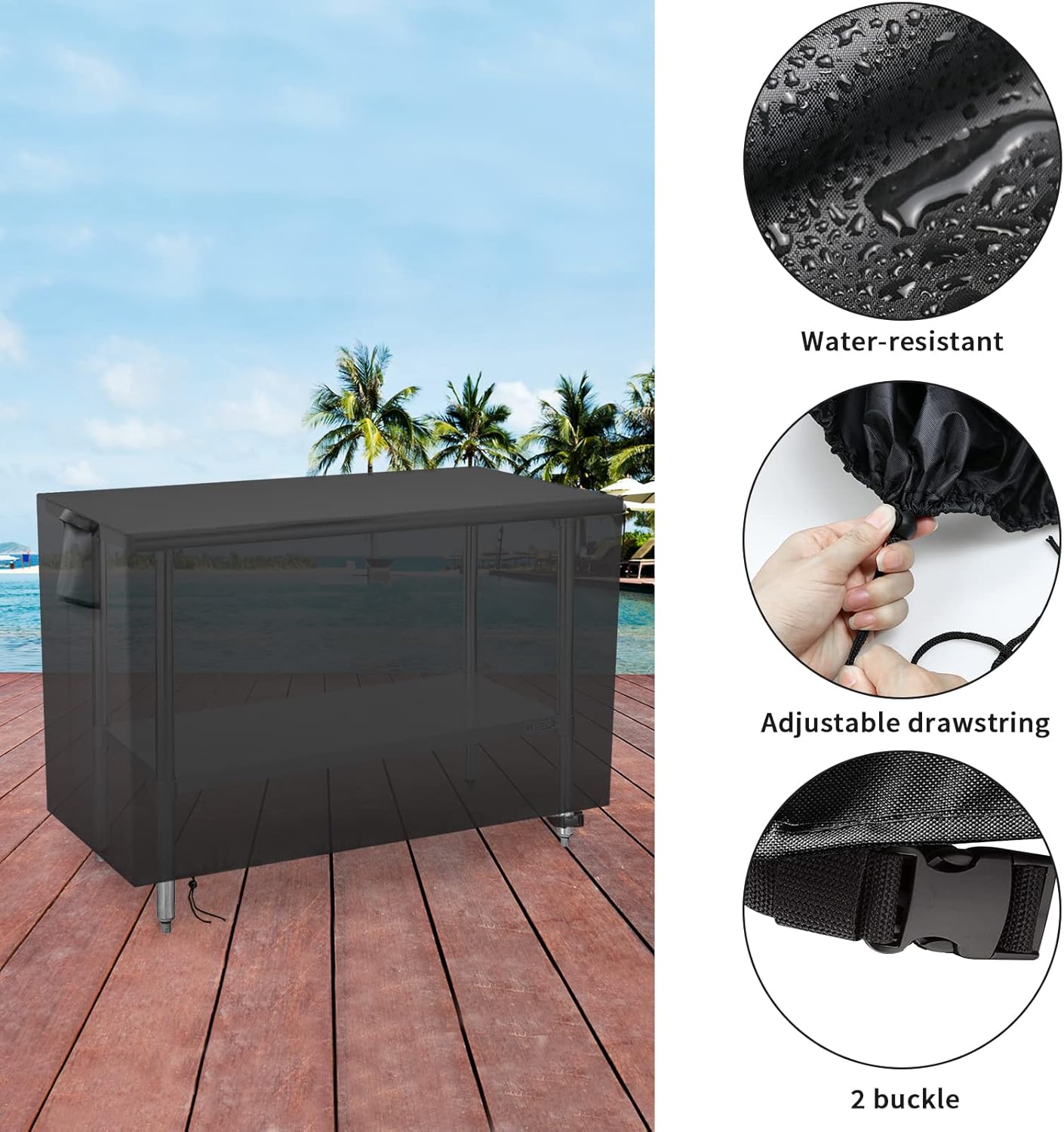 Outdoor Prep Table Cover 48 Inch,Waterproof Patio Stainless Steel Metal BBQ Table Cover All Season Protection for Outdoor Table - 48 x 24 x 35 Inch