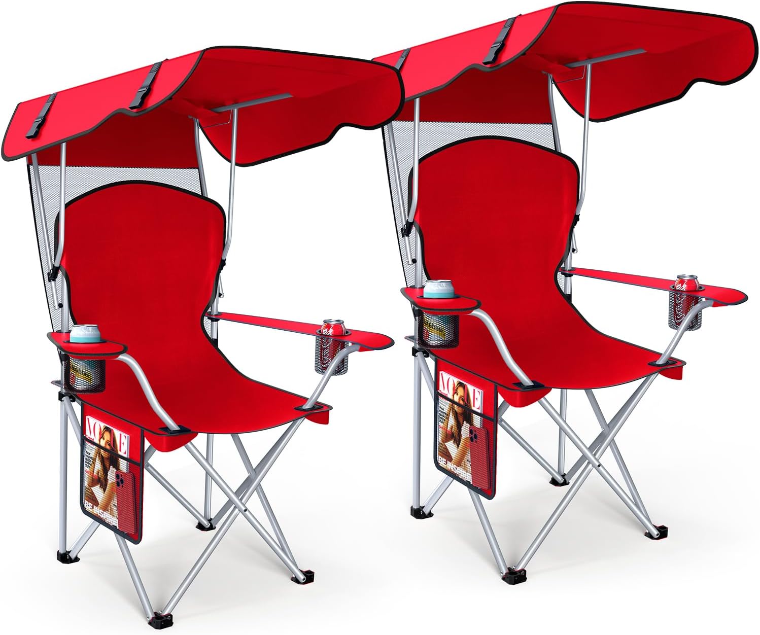 Portable Camping Chair with Canopy - Folding Chair with Canopy, Durable 600D Oxford Canopy Chair for Camping, Beach, Picnics, Fishing & Sports