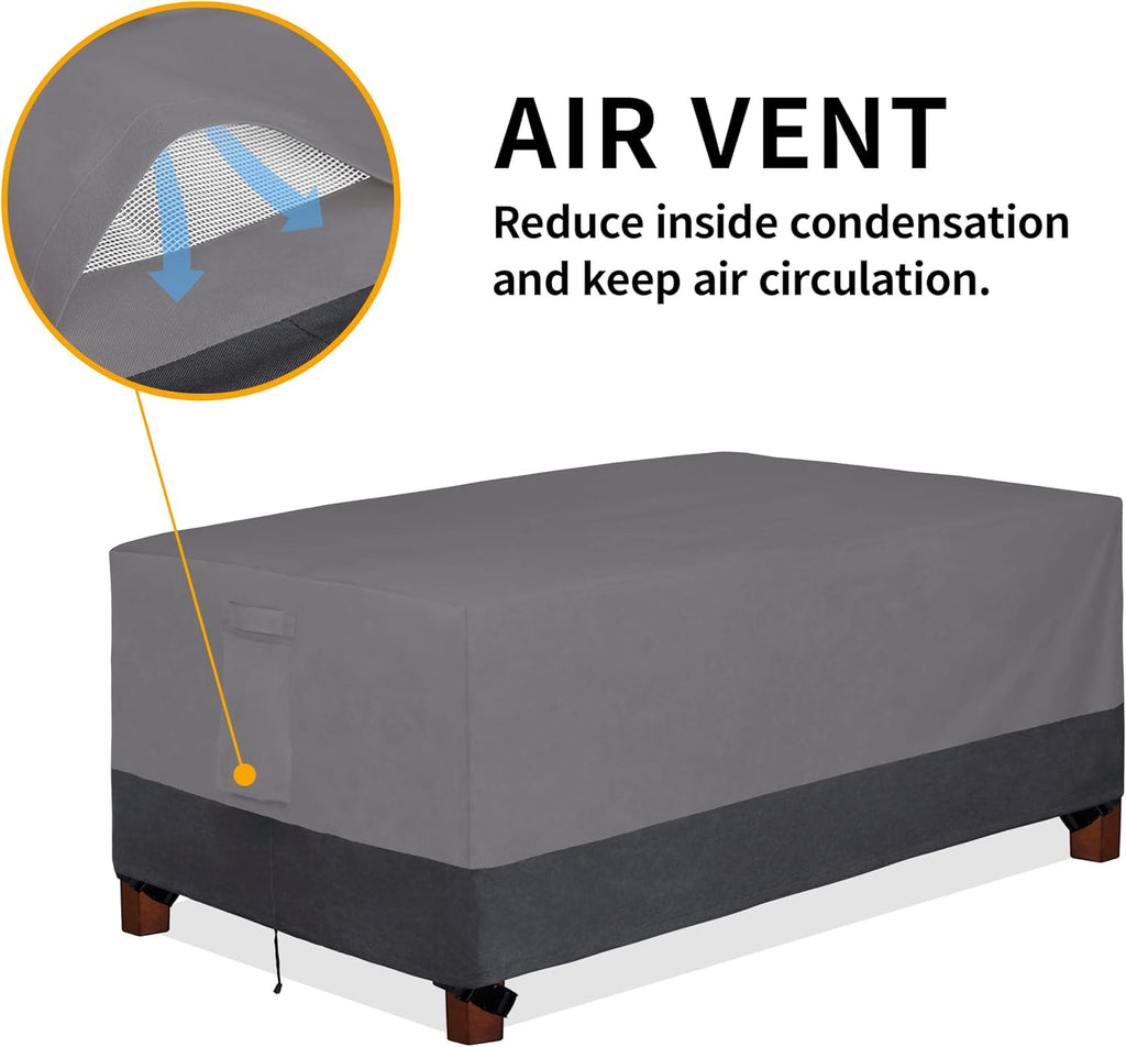Easy-Going 600D Heavy Duty Rectangular Table Cover UV Resistant and Waterproof Outdoor Lawn Patio Furniture Cover (72" Lx44 Wx23 H, Gray/Dark Gray)