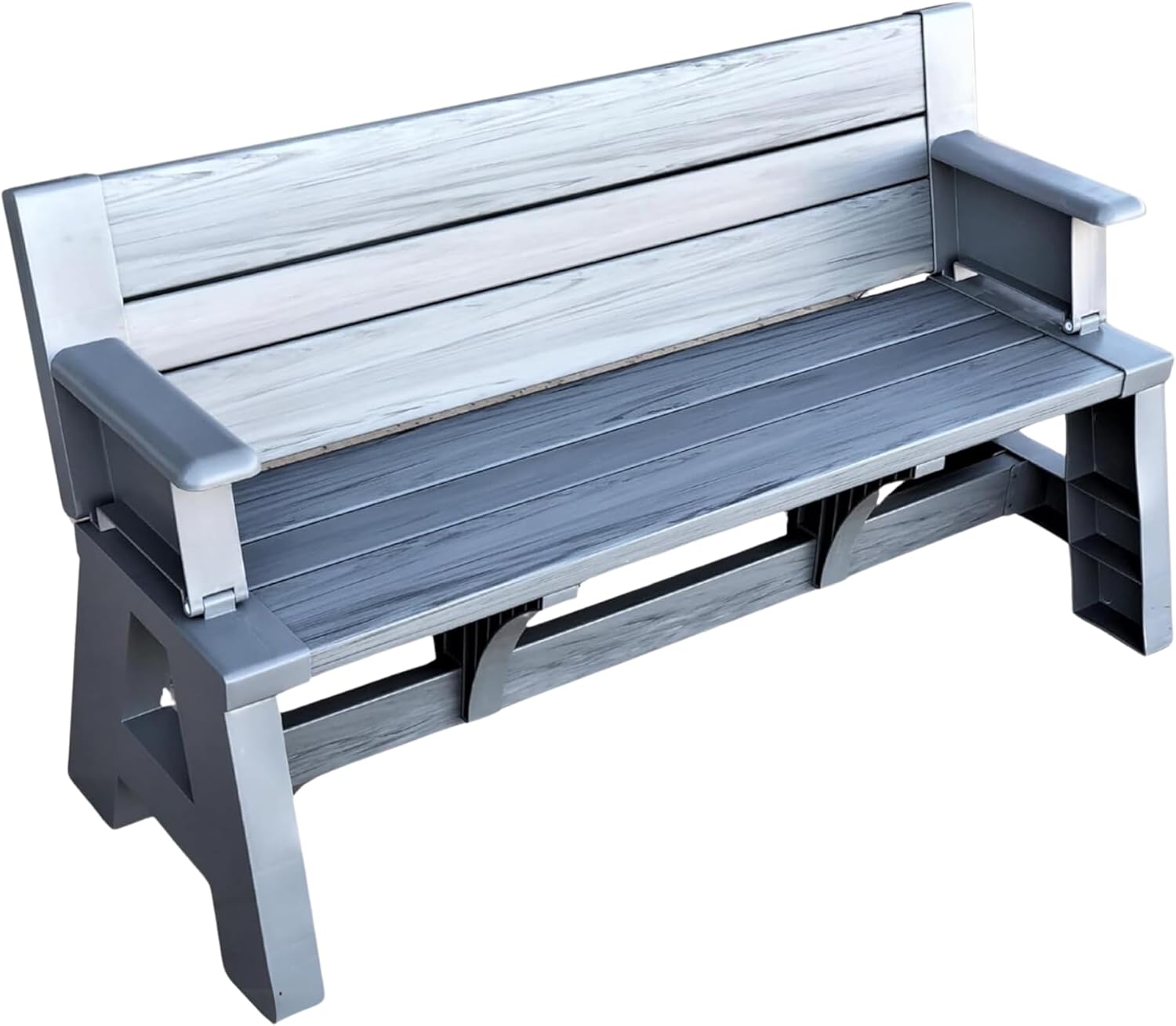 Convert-a-Bench 2-in-1 Outdoor Bench & Picnic Table - Foldable, Weather-Resistant Seating - Perfect for Patio, Lawn, Garden, or Deck - Durable & Easy Assembly - 1 Bench/Order, Platinum White Birch