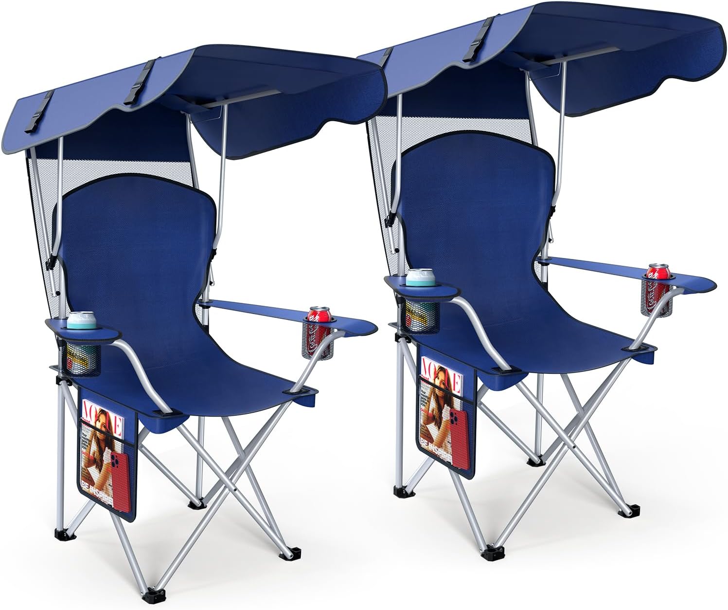 Portable Camping Chair with Canopy - Folding Chair with Canopy, Durable 600D Oxford Canopy Chair for Camping, Beach, Picnics, Fishing & Sports
