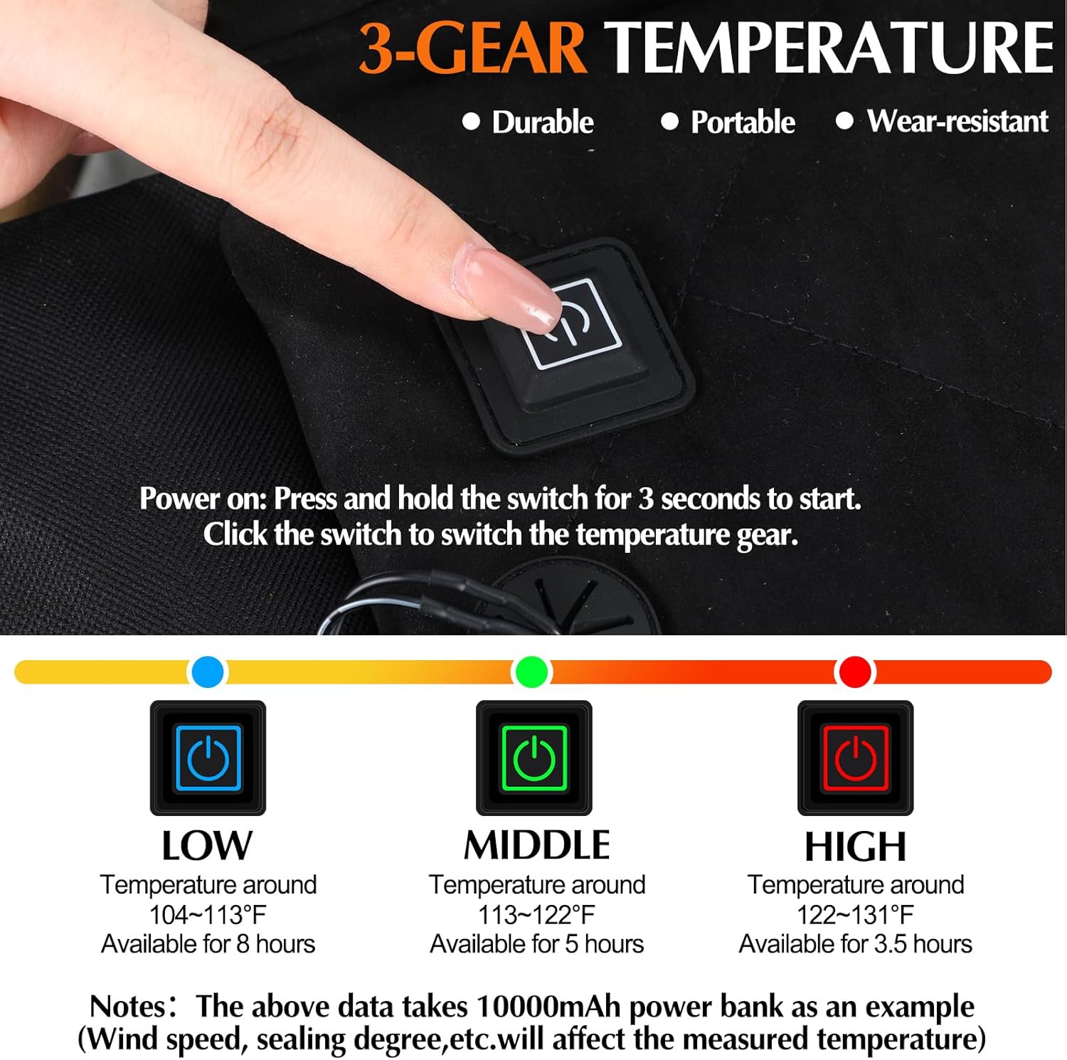 Thyle Portable Heated Seat Cushion for Bleachers Foldable Heating Cushion 3 Mode Adjustable Heated Stadium Chair Bleacher Seat for Bleachers Indoor, Power Bank Not Included