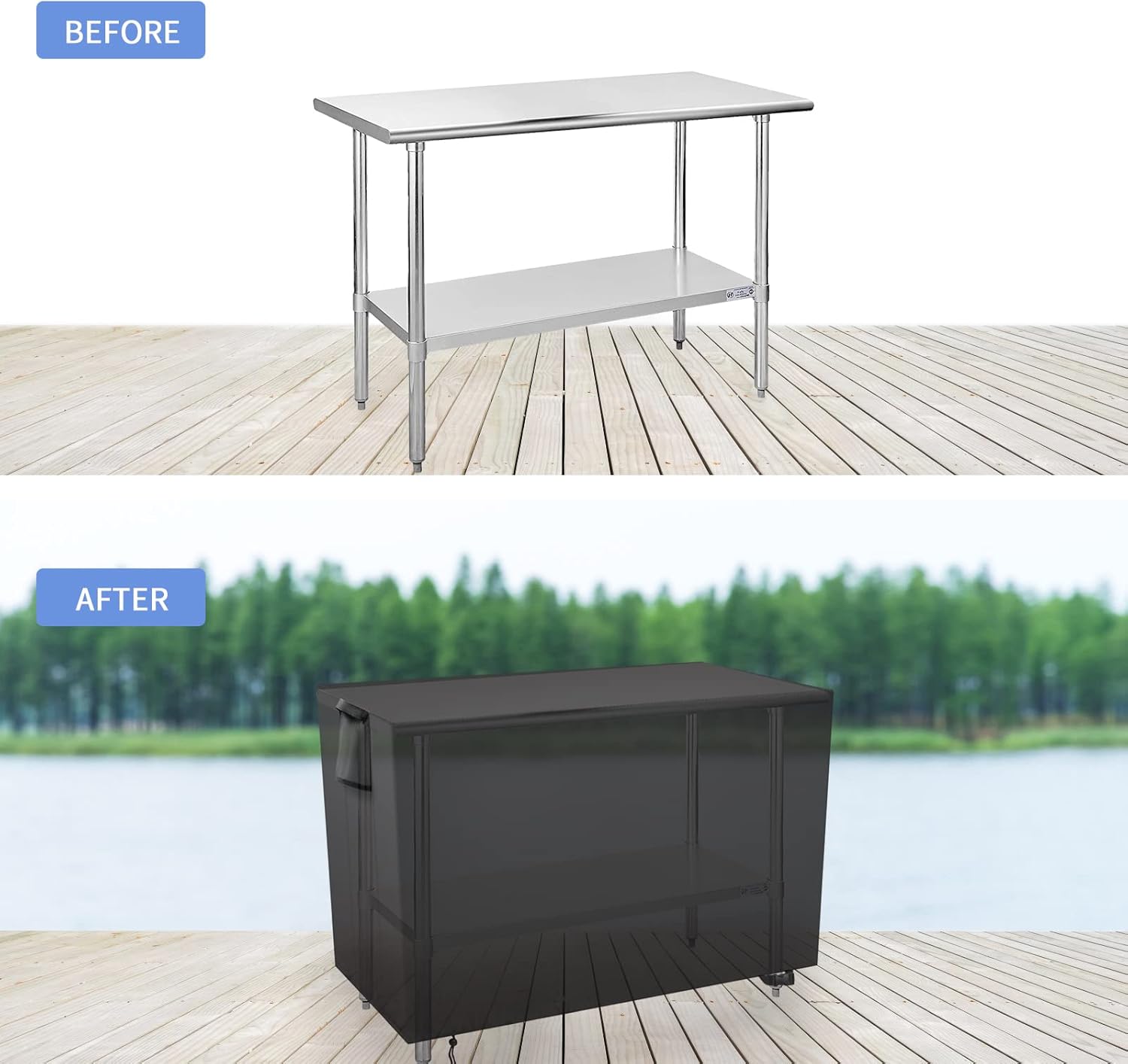 Outdoor Prep Table Cover 48 Inch,Waterproof Patio Stainless Steel Metal BBQ Table Cover All Season Protection for Outdoor Table - 48 x 24 x 35 Inch