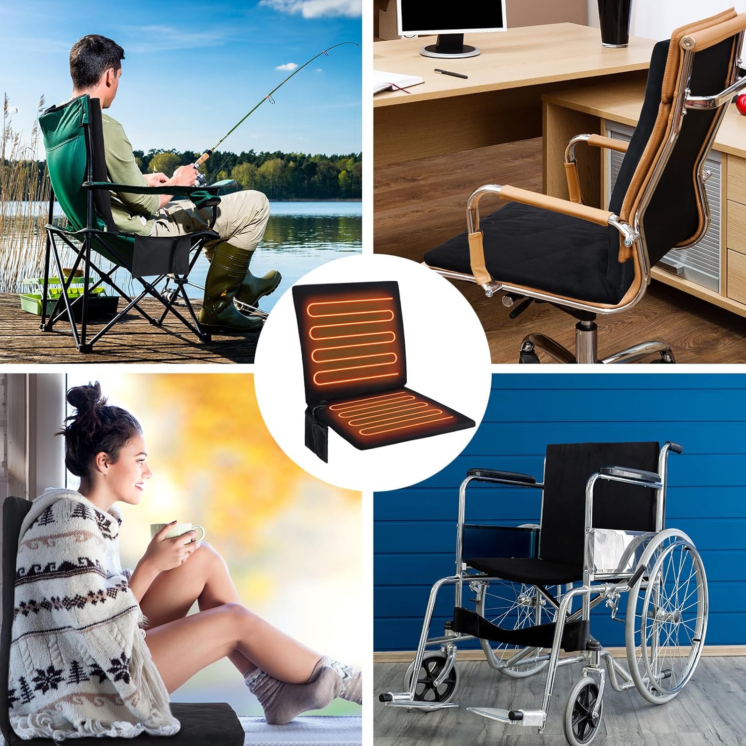 Thyle Portable Heated Seat Cushion for Bleachers Foldable Heating Cushion 3 Mode Adjustable Heated Stadium Chair Bleacher Seat for Bleachers Indoor, Power Bank Not Included