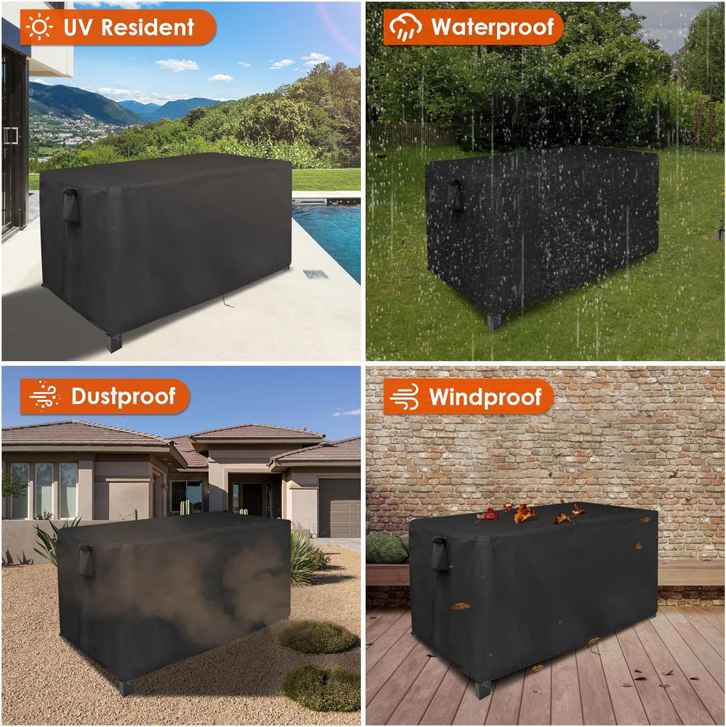 Outdoor Dining Table Cover, 56inch Patio Dining Table Cover Waterproof for 6 Person Dining Table,Outdoor Furniture,Stainless Steel/Metal Table-56"L x 32"W x 28"H