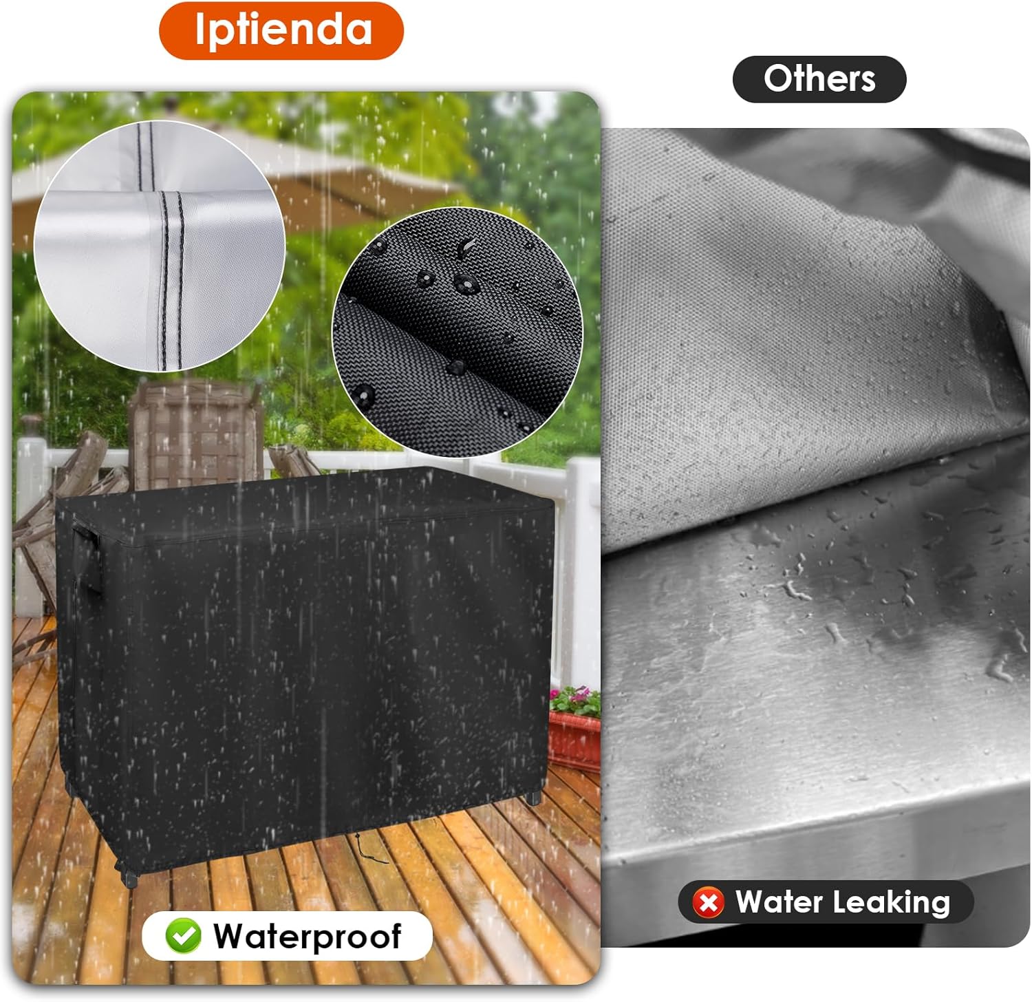 Outdoor Dining Table Cover, 56inch Patio Dining Table Cover Waterproof for 6 Person Dining Table,Outdoor Furniture,Stainless Steel/Metal Table-56"L x 32"W x 28"H