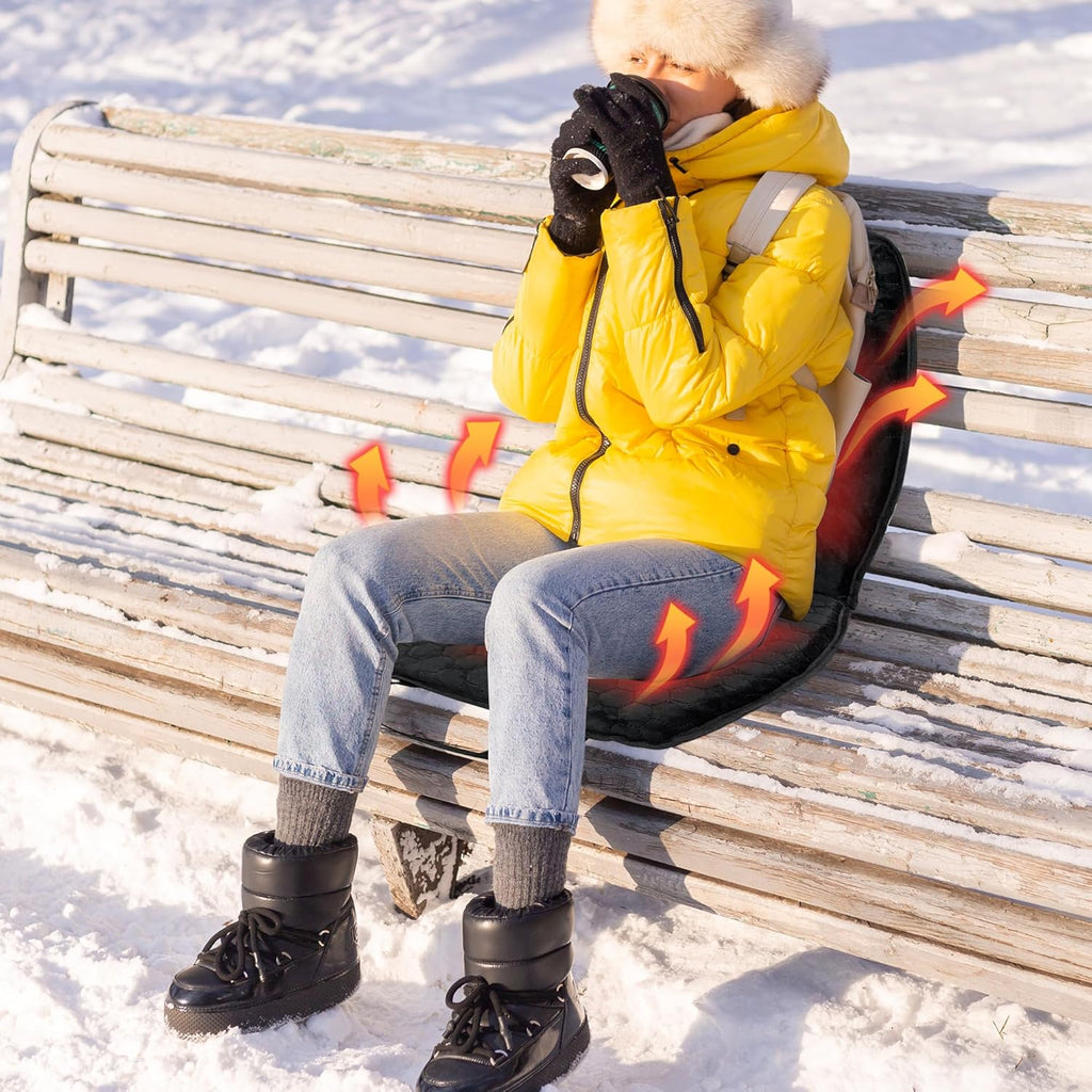 Portable Heated Seat Cushion(No Power Bank) Heated Camping Chair Pad,Foldable Heated Stadium Seat for Bleachers,USB Powered Heated Seats Great for Sports, Fishing, Concerts Black