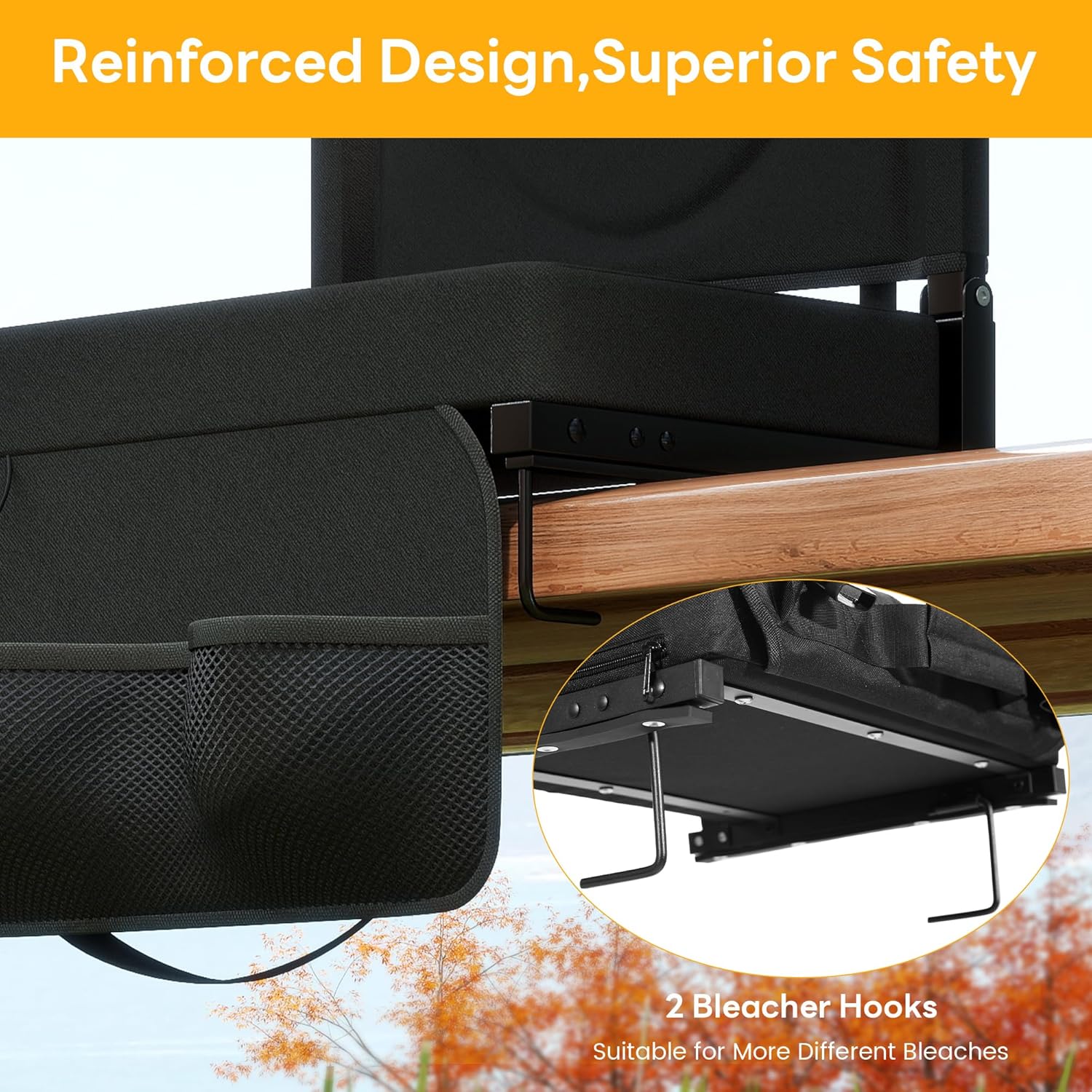 Heated Stadium Seats with Backrest and Cushion, Portable and Lightweight, Ideal for Camping, Beach, Sporting Events, Folds to Compact Size, Extra Wide, USB Battery Not Included