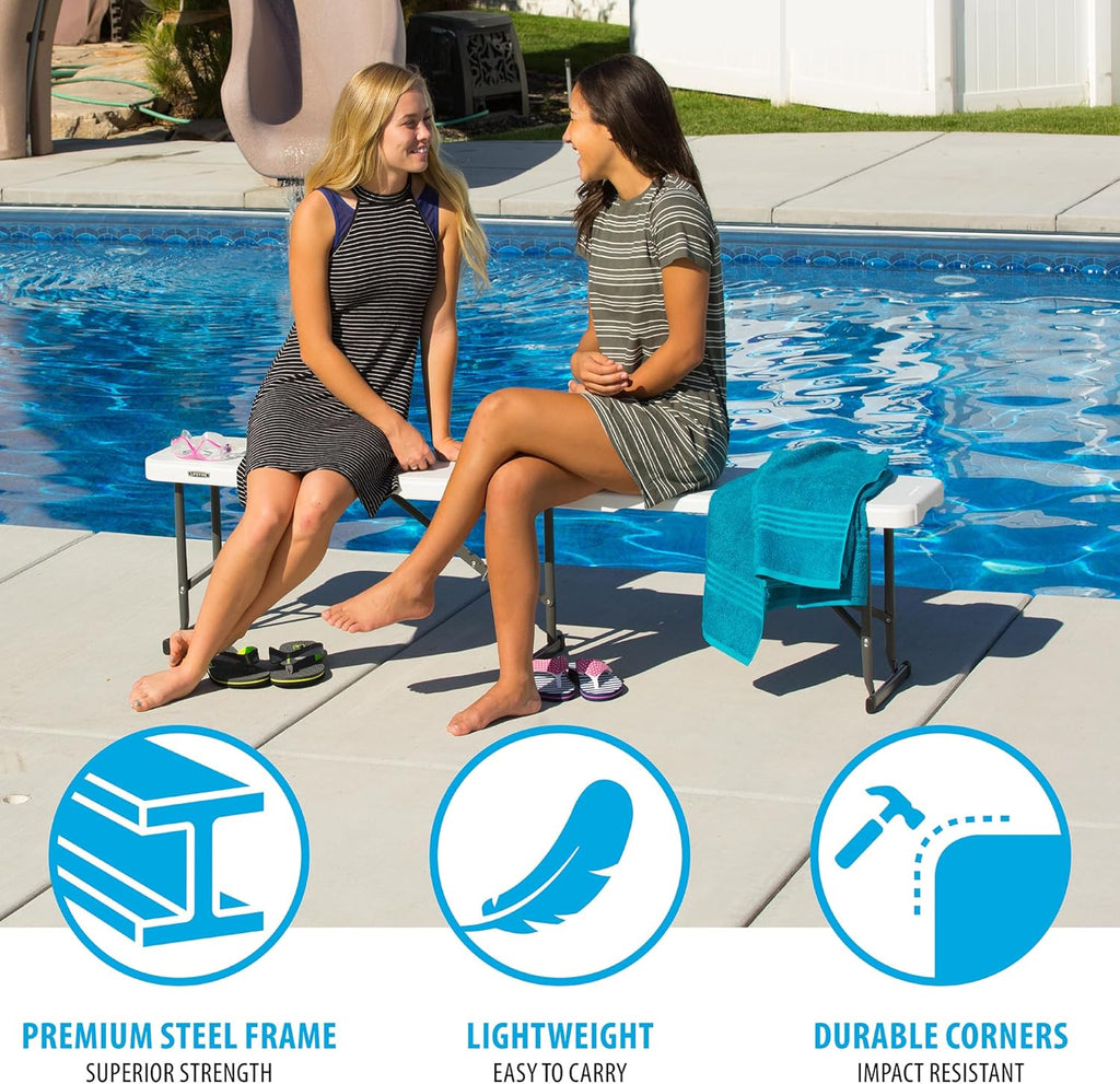 LIFETIME 80305 Portable Folding Bench, White