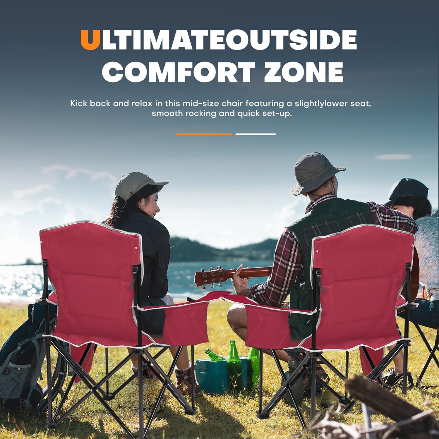 XMT Premium Padded Folding Chair, Extra Wide & Heavy Duty 450lbs Capacity, Portable Camping Chair with Insulated Cooler, Cup Holder & Storage, Compact Foldable for Outdoor, Beach, Picnics