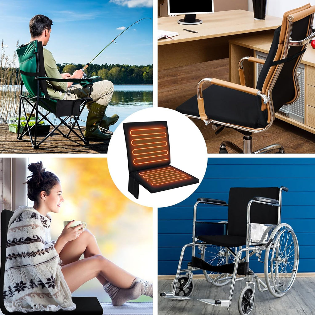 Thyle 2 Pcs Heated Seat Cushion Outdoor Bleacher Seats Sports Portable Heating Cushion 3 Mode Adjustable Heated Stadium Seat Waterproof Camping Chair Pad for Outdoor Sport, Power Bank Not Included