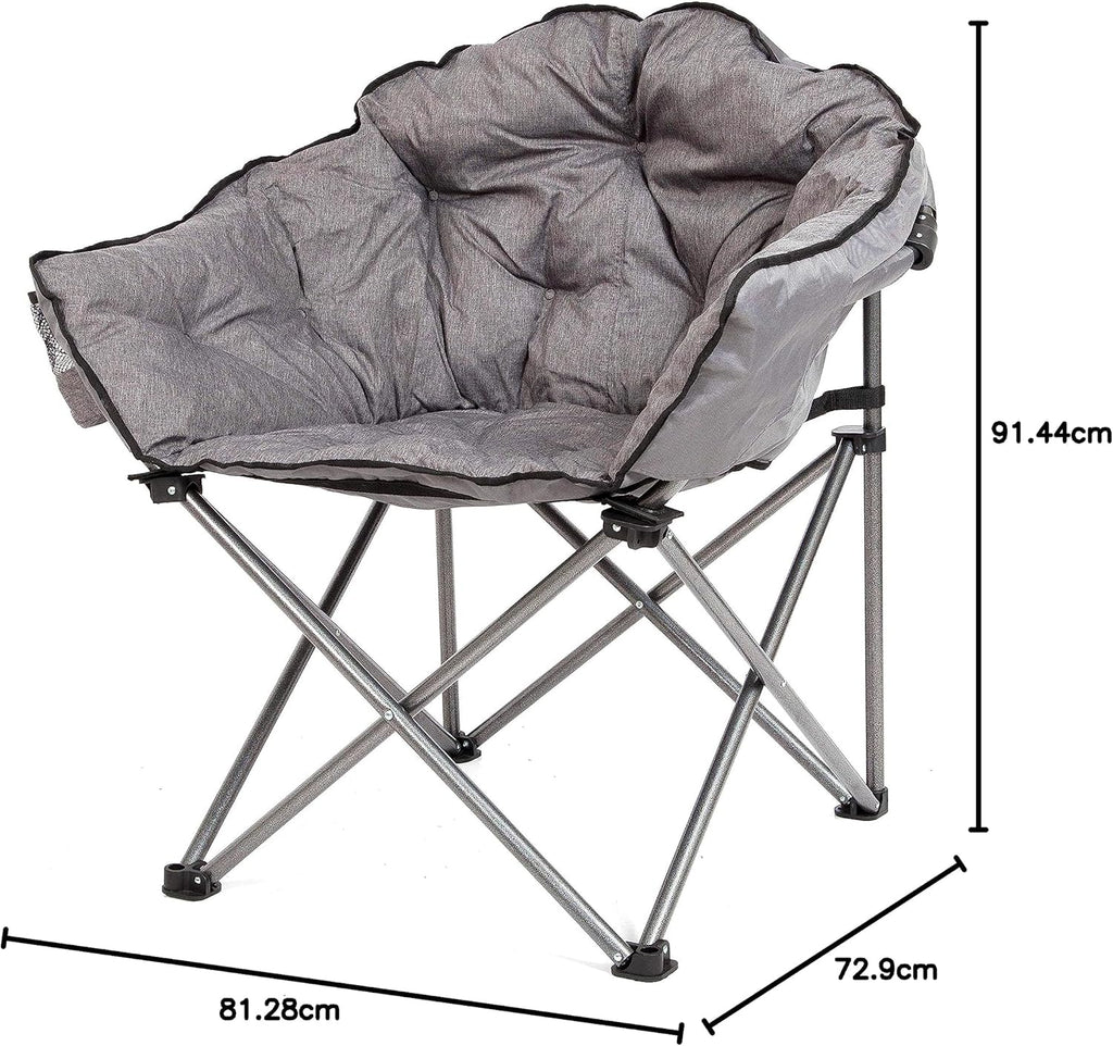 MacSports C932S-129 Padded Cushion Outdoor Folding Lounge Patio Club Chair, Gray