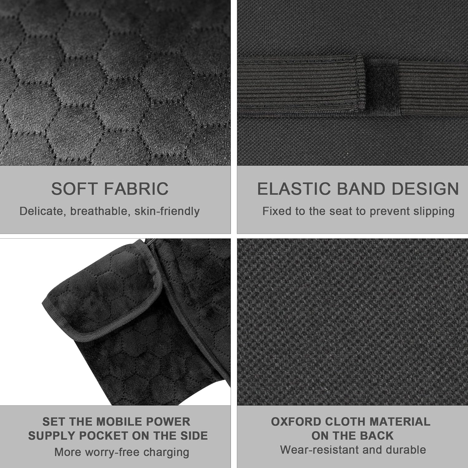 Portable Heated Seat Cushion(No Power Bank) Heated Camping Chair Pad,Foldable Heated Stadium Seat for Bleachers,USB Powered Heated Seats Great for Sports, Fishing, Concerts Black