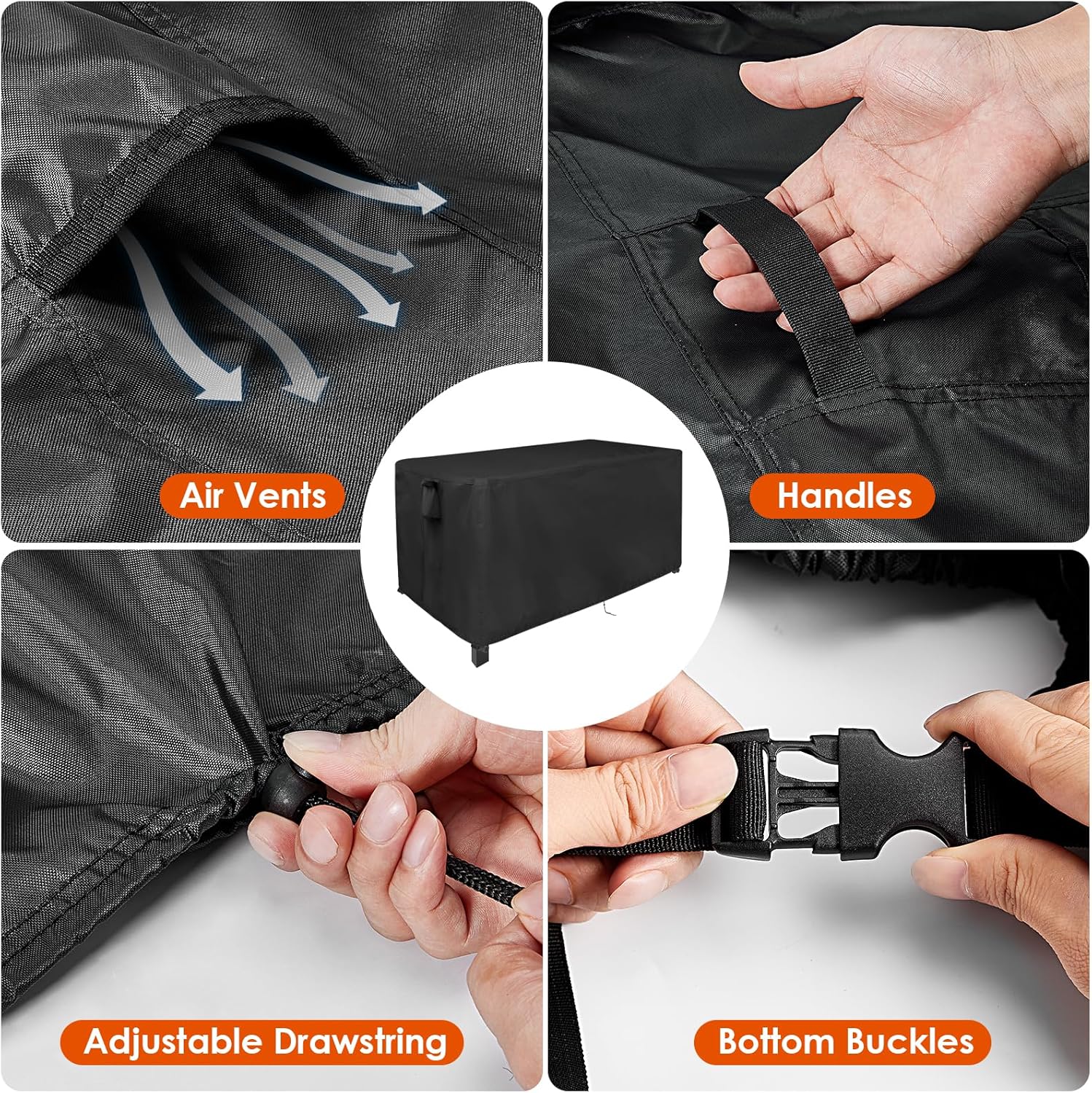 Outdoor Dining Table Cover, 56inch Patio Dining Table Cover Waterproof for 6 Person Dining Table,Outdoor Furniture,Stainless Steel/Metal Table-56"L x 32"W x 28"H